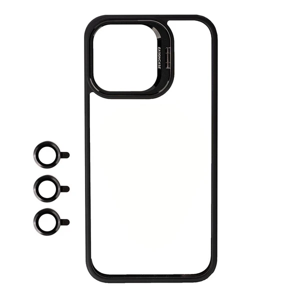Zore Apple ile uyumlu iPhone 15 Pro Max Kılıf Kamera Lens Korumalı Standlı Klon Lensli Kapak ürün görseli 1