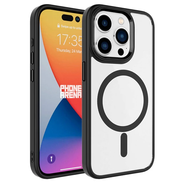 Zore Apple ile uyumlu iPhone 15 Pro Max Kılıf Wireless Şarj Özellikli Krom M-safe Silikon Kapak ürün görseli 1
