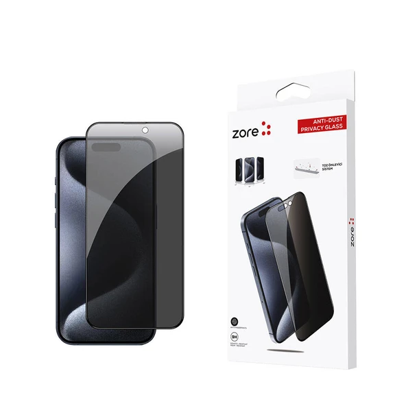 Zore Apple ile uyumlu iPhone 15 Pro Anti-Dust Privacy Temperli Ekran Koruyucu ürün görseli 1