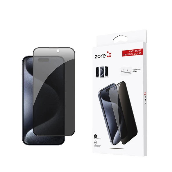 Zore Apple ile uyumlu iPhone 15 Pro Max Anti-Dust Privacy Temperli Ekran Koruyucu ürün görseli 1