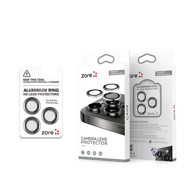 Zore Apple ile uyumlu iPhone 15 Pro Max Safir CL-15 Parmak İzi Bırakmayan Anti-Reflective Kamera Lens Koruyucu ürün görseli 1