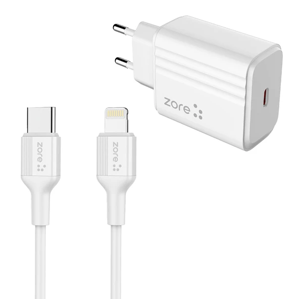 Zore Play Serisi PL2 Type-C to Lightning 2in1 PD Seyahat Şarj Aleti 20W ürün görseli 1
