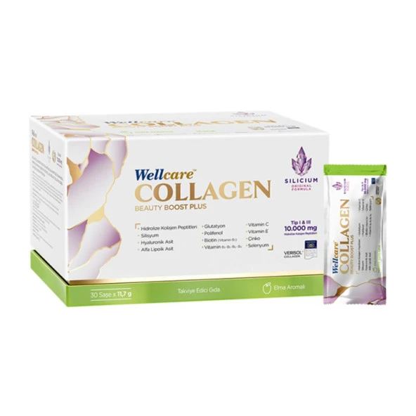 Wellcare Collagen Beauty Boost Plus 10.000 Mg Elma Aromalı 30 Saşe ürün görseli 1