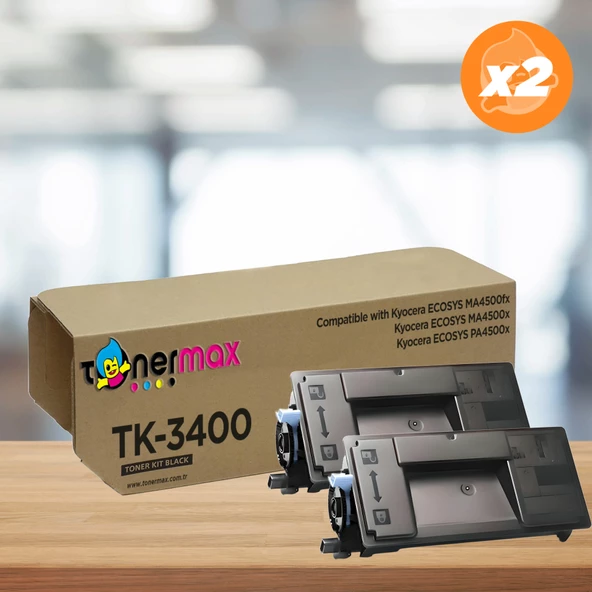 Kyocera TK-3400 Muadil Toner 2'li Avantaj Paket / ECOSYS MA4500fx / ECOSYS MA4500x / PA4500x ürün görseli 1