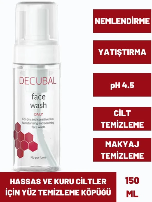DECUBAL Face Wash Hassas ve Kuru Ciltler için Yüz Temizleme Köpüğü 150 ML ürün görseli 1