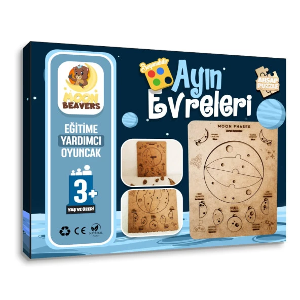 Ayın Evreleri Puzzle - İngilizce ve Türkçe - Eğitici Oyuncak - 3 Yaş ve Üzeri Eğitime Yardımcı Oyuncak ürün görseli 1