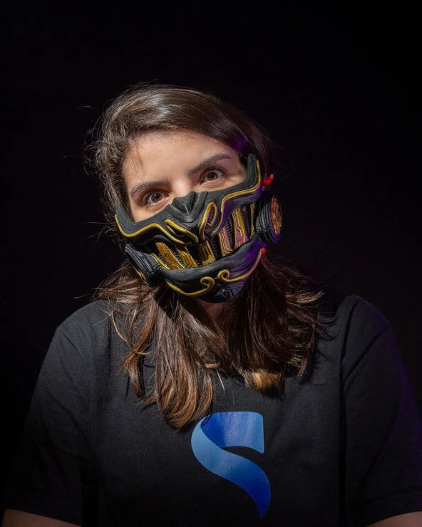 Cyber Samurai Cadılar Bayramı Yüz Maskesi ürün görseli 1