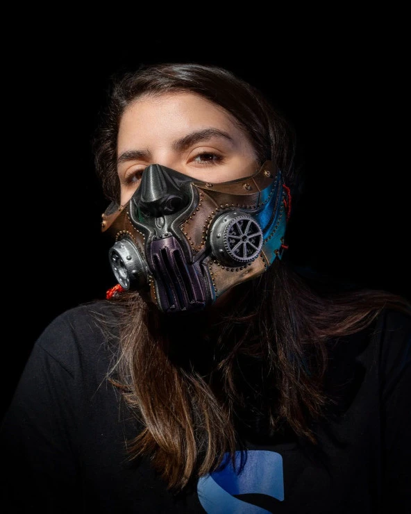 Steampunk Cadılar Bayramı Yüz Maskesi - Resim 5