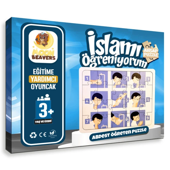 İslamı Öğreniyorum - Abdest Öğreten Yapboz - Ahşap Puzzle - Erkek Çocuk Yapboz - 3 Yaş ve Üzeri Eğitime Yardımcı Oyuncak ürün görseli 1