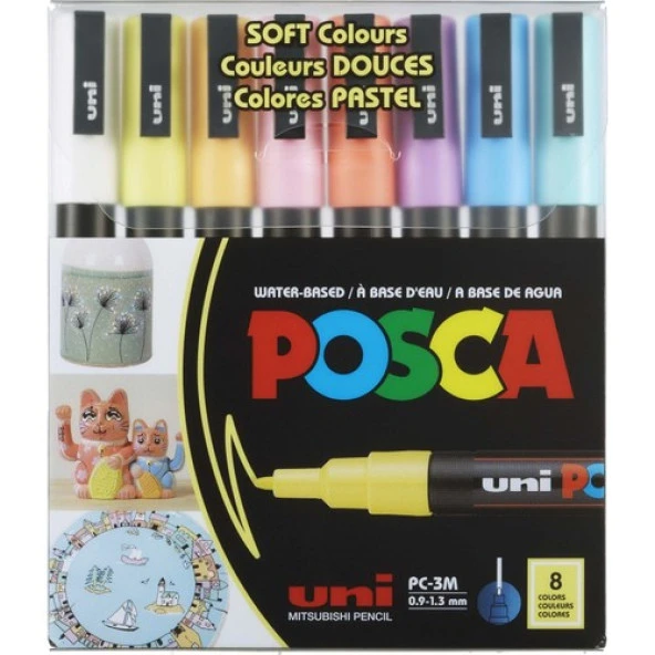 Uni Posca Soft Renkler 8 Li 09-1,3 mm ürün görseli 1