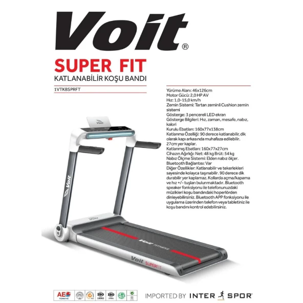 Voit Super Fit Katlanabilir Koşu Bandı (1VTKBSPRFT) ürün görseli 1