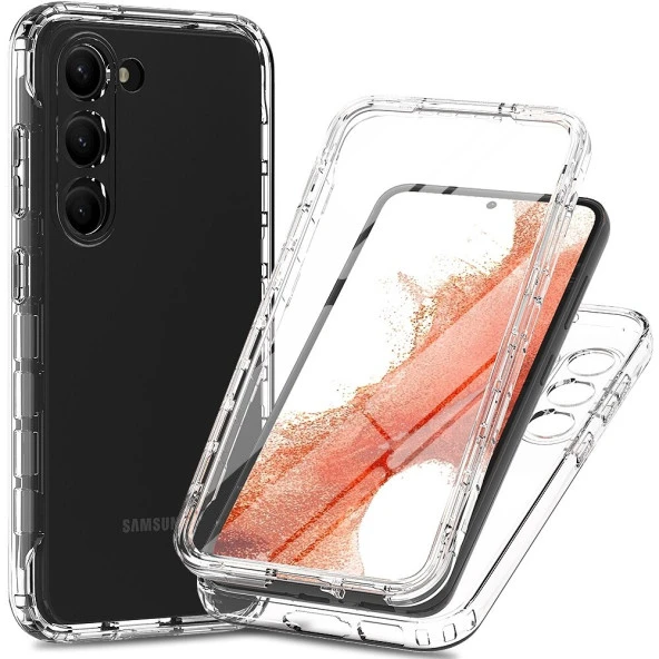 Samsung Galaxy S23 + 3ü 1 Arada Hibrit Pc + Tpu Telefon Koruyucu Kapak Degrade Anti-damla Kılıfı, Pet Ekran Koruyucu ürün görseli 1