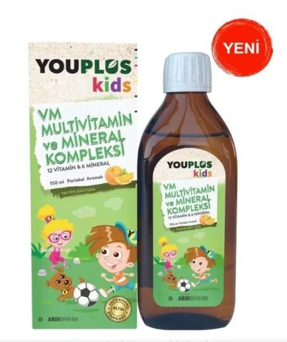 Youplus Kids VM Multivitamin ve Mineral Kompleksi 150 ml ürün görseli 1