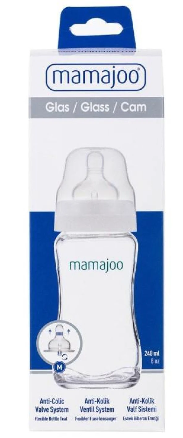 Mamajoo Cam Biberon 240ml | Anti-Kolik Biberon Emziği No:2 ürün görseli 1