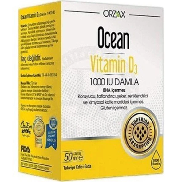 Orzax Ocean Vitamin D3 1000IU Damla 50ml ürün görseli 1