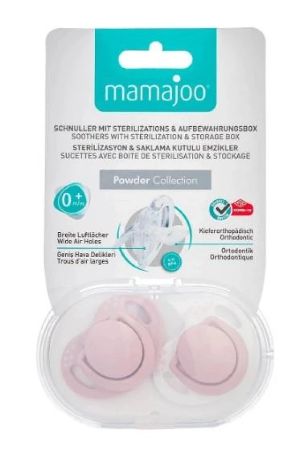 Mamajoo Yalancı Emzik 0 Ay+ Powder Pink Ortodontik | Desenli ürün görseli 1