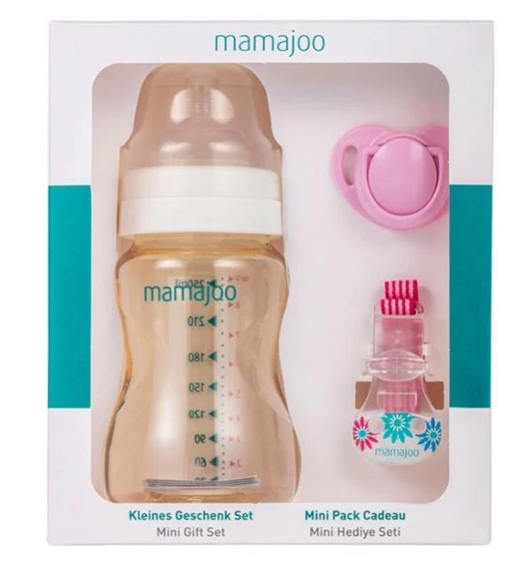 Mamajoo Mini Hediye Seti Pembe | Biberon 150ml - Emzik 0+ Ay -  Emzik Askısı ürün görseli 1