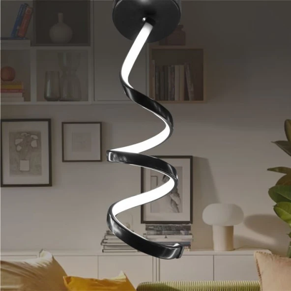 Erva Ledli Avize Spiral Tekli Siyah ürün görseli 1