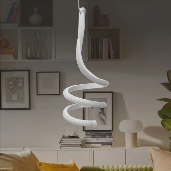Erva Ledli Avize Spiral Tekli Beyaz ürün görseli 1