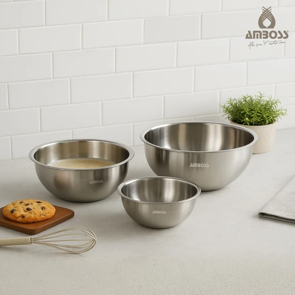 Amboss Satin 3 Parça Paslanmaz Çelik Karıştırma Kabı ürün görseli 1
