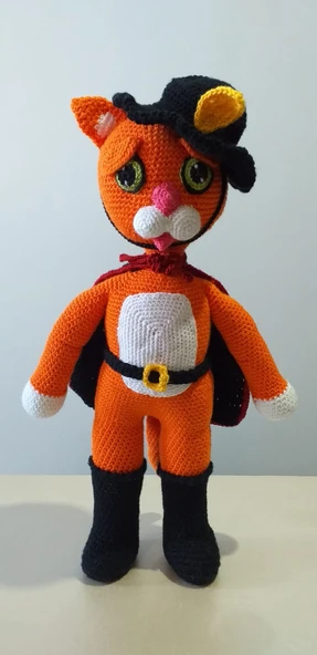Çizmeli Kedi Amigurumi Organik Oyuncak ürün görseli 1
