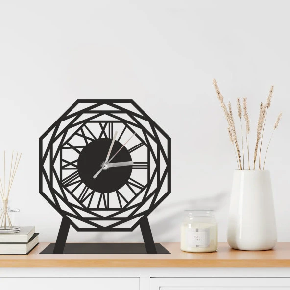 Erva Dekoratif Lazer Kesim Metal Masa Saati 18x18 Cm ürün görseli 1