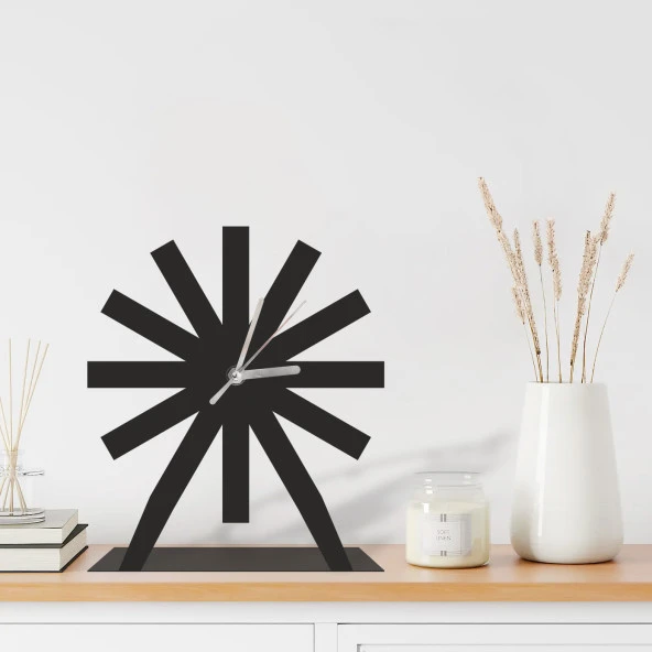 Erva Dekoratif Lazer Kesim Metal Masa Saati 18x18 Cm ürün görseli 1