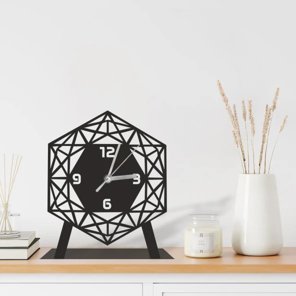Erva Dekoratif Lazer Kesim Metal Masa Saati 18x18 Cm ürün görseli 1