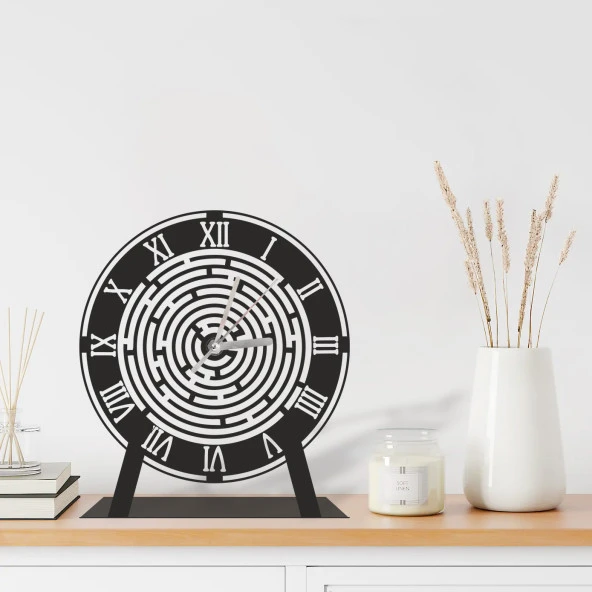 Erva Dekoratif Lazer Kesim Metal Masa Saati 18x18 Cm ürün görseli 1