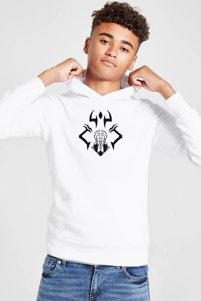 Jujutsu Kaisen Anime Sukuna Ryomen Unleash Beyaz Çocuk 3ip Kapşonlu  Sweatshirt ürün görseli 1