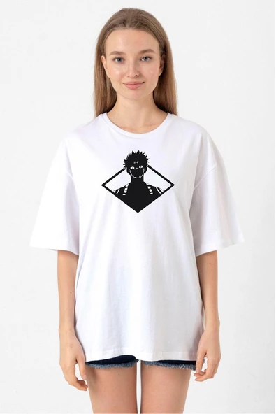 Jujutsu Kaisen Anime Sukuna White Head Beyaz Kadın Oversize Tshirt ürün görseli 1