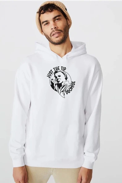 Just The Tip I Promise Halloween Beyaz Erkek 3ip Kapşonlu  Sweatshirt ürün görseli 1