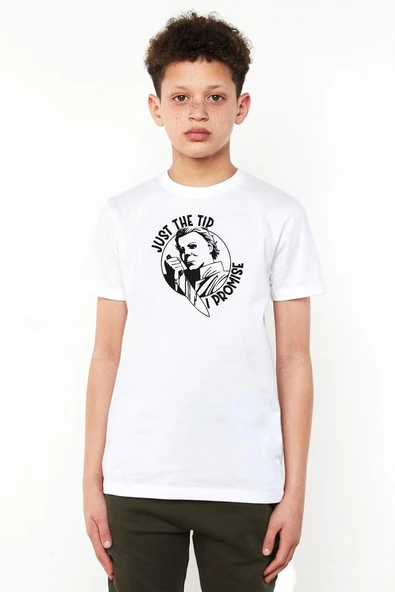 Just The Tip I Promise Halloween Beyaz Çocuk Bisikletyaka Tshirt ürün görseli 1