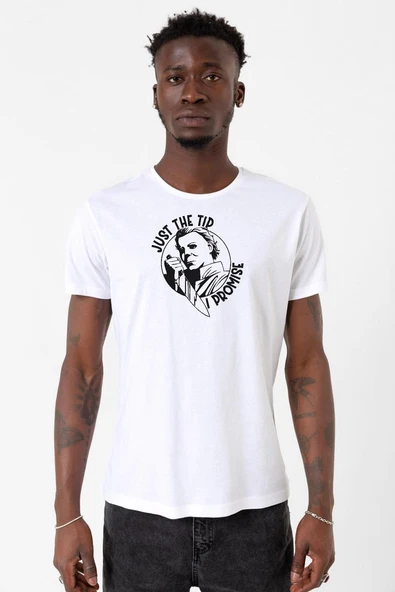 Just The Tip I Promise Halloween Beyaz Erkek Bisikletyaka Tshirt ürün görseli 1