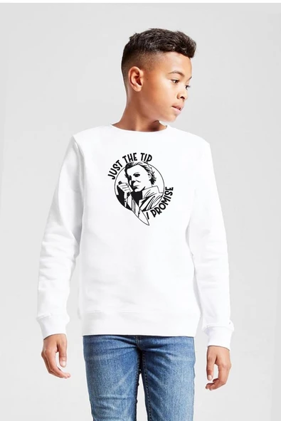 Just The Tip I Promise Halloween Beyaz Çocuk 2ip Sweatshirt ürün görseli 1