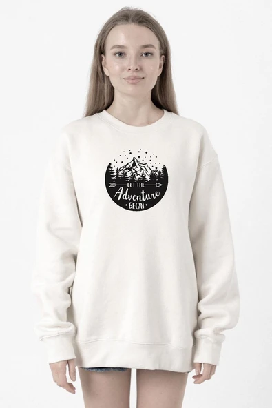 Let The Adventure Begin Beyaz Kadın 2ip Sweatshirt ürün görseli 1