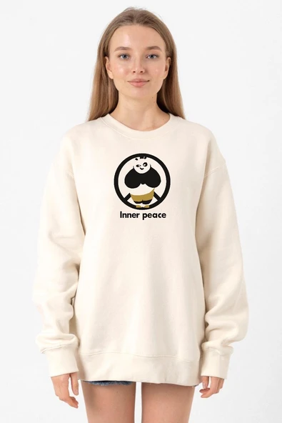 Kung Fu Panda Inner Peace Ekru Kadın 2ip Sweatshirt ürün görseli 1