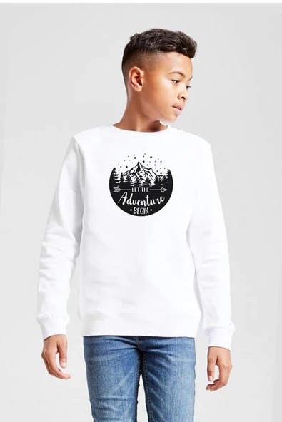 Let The Adventure Begin Beyaz Çocuk 2ip Sweatshirt ürün görseli 1
