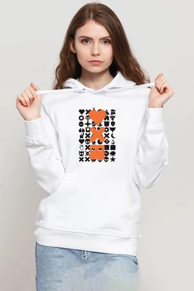 Love Death Robots Orange Beyaz Kadın 3ip Kapşonlu Sweatshirt ürün görseli 1