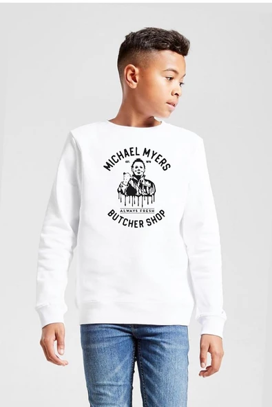 Michael Myers Butcher Shop Beyaz Çocuk 2ip Sweatshirt ürün görseli 1