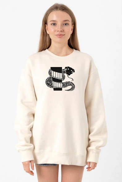 Monogatari Anime Nadeko Snake Symbol Ekru Kadın 2ip Sweatshirt ürün görseli 1