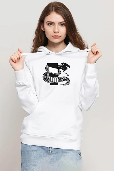 Monogatari Anime Nadeko Snake Symbol Beyaz Kadın 3ip Kapşonlu Sweatshirt ürün görseli 1