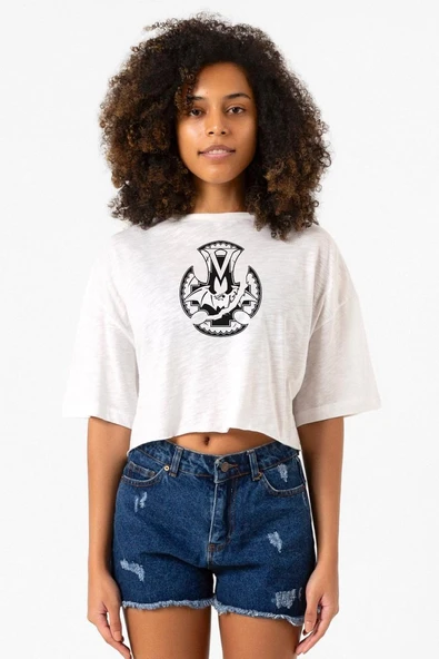 Monogatari Anime Koyomi Vampire Symbol Beyaz Kırçıllı Kadın Crop Tshirt ürün görseli 1