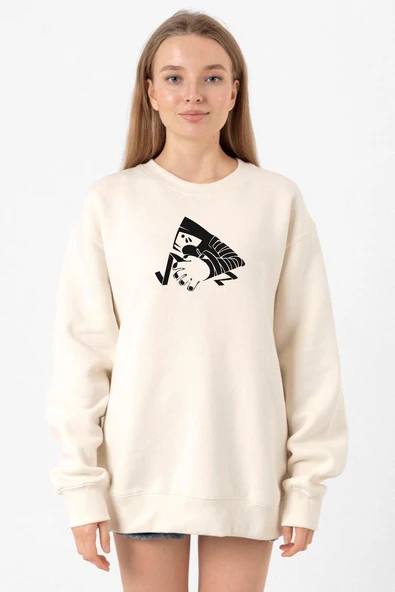 Monogatari Anime Suruga Monkey Symbol Ekru Kadın 2ip Sweatshirt ürün görseli 1