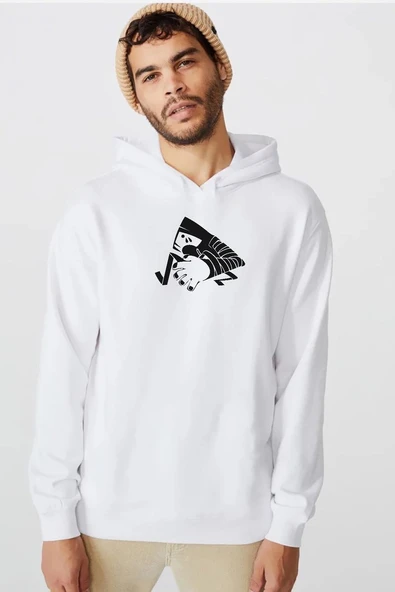 Monogatari Anime Suruga Monkey Symbol Beyaz Erkek 3ip Kapşonlu  Sweatshirt ürün görseli 1