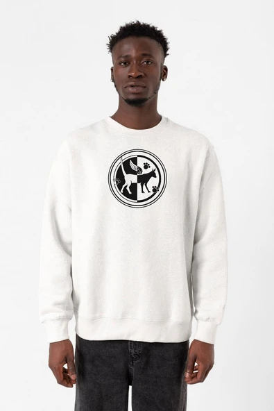 Monogatari Anime Tsubasa Cat Symbol Beyaz Erkek 2ip Sweatshirt ürün görseli 1