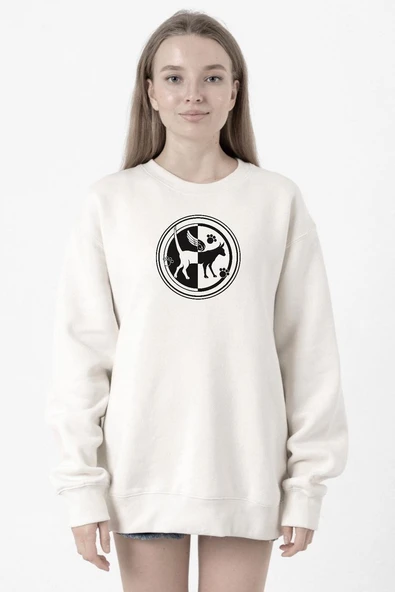 Monogatari Anime Tsubasa Cat Symbol Beyaz Kadın 2ip Sweatshirt ürün görseli 1