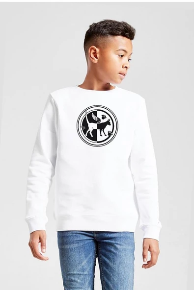 Monogatari Anime Tsubasa Cat Symbol Beyaz Çocuk 2ip Sweatshirt ürün görseli 1