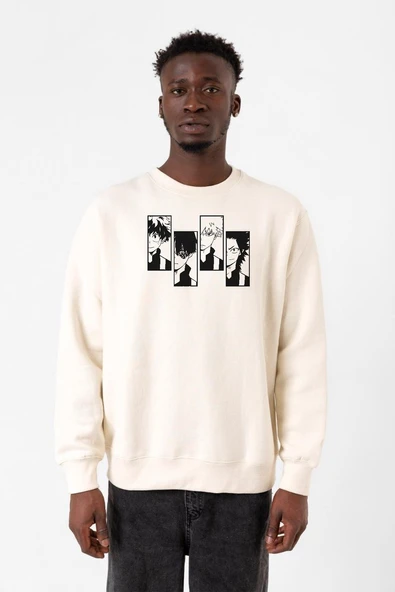 My Hero Academi Anime Class 1A Boys Ekru Erkek 2ip Sweatshirt ürün görseli 1