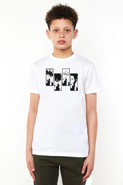My Hero Academi Anime Class 1A Boys Beyaz Çocuk Bisikletyaka Tshirt ürün görseli 1